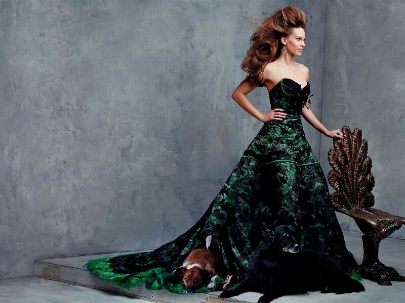 Woman in Green Gown — Dramatic, Photograph