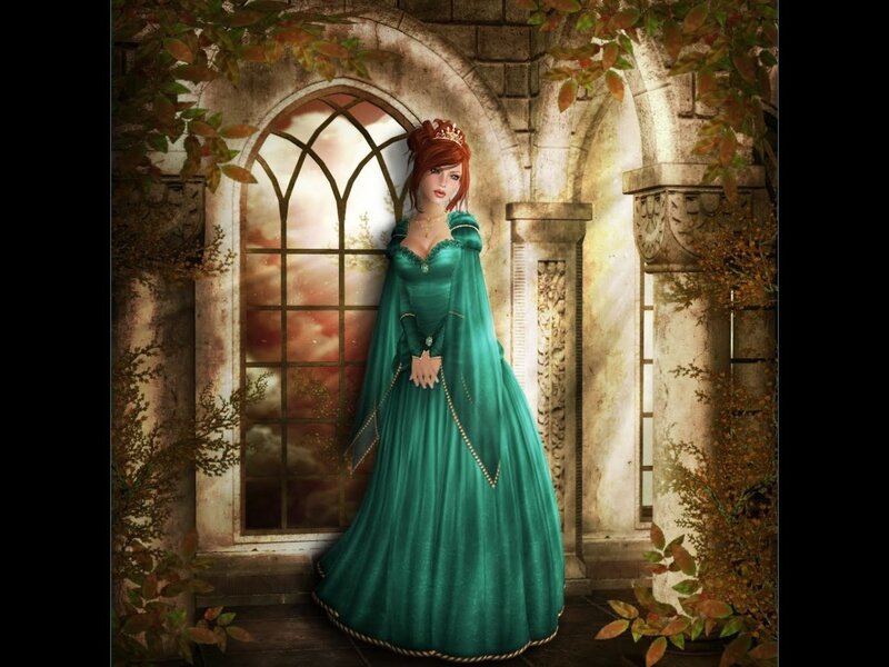 Woman in Green Gown — Dramatic, Sunset