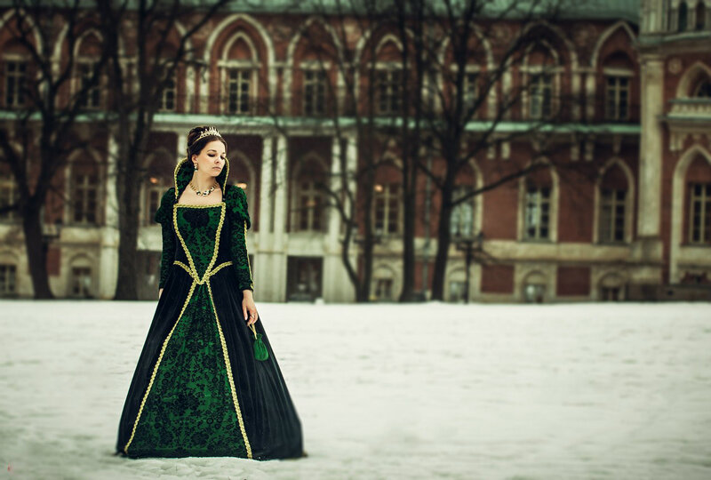 Woman in Green Gown — Dramatic, Winter