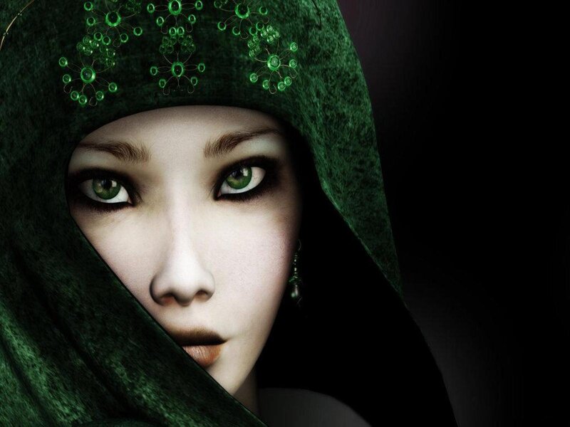 woman in green hood