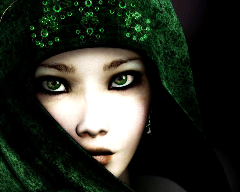 woman in green hood