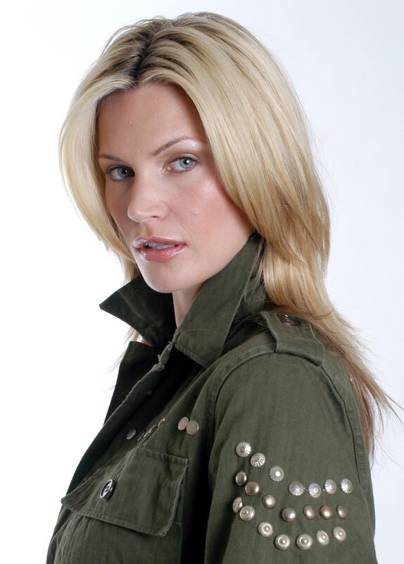 woman in green jacket