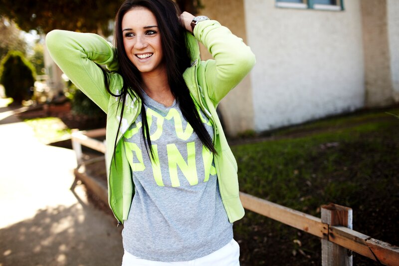 Woman in Green Jacket — Happy, Afternoon
