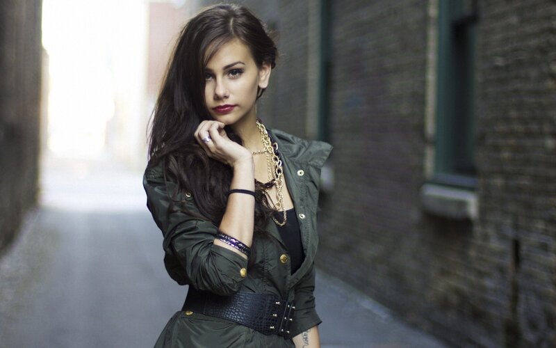 Woman in Green Jacket — Serious, Photograph, Necklace