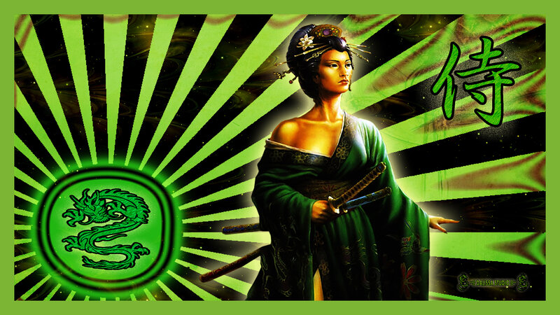 Woman in Green Kimono — Dramatic