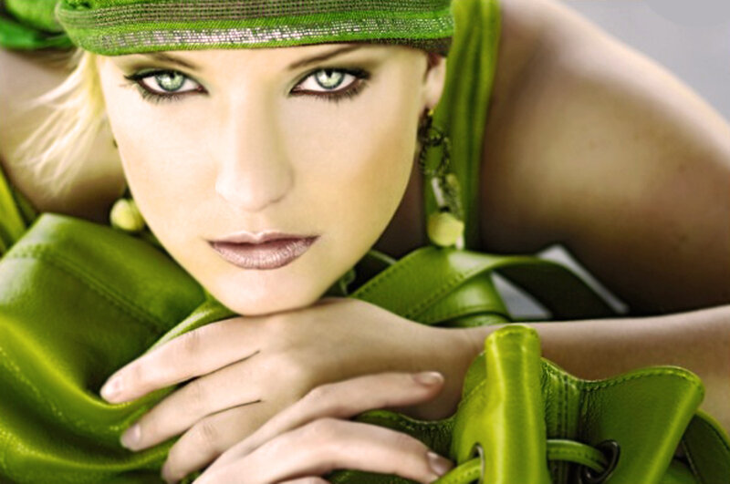 Woman in Green Outfit — Confident, Photograph