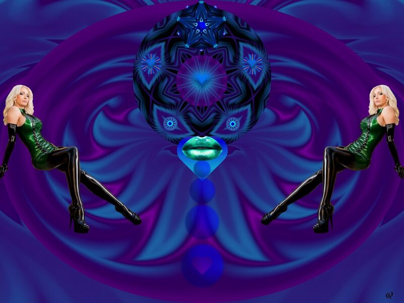 Woman in Green Outfit — Purple, Surreal
