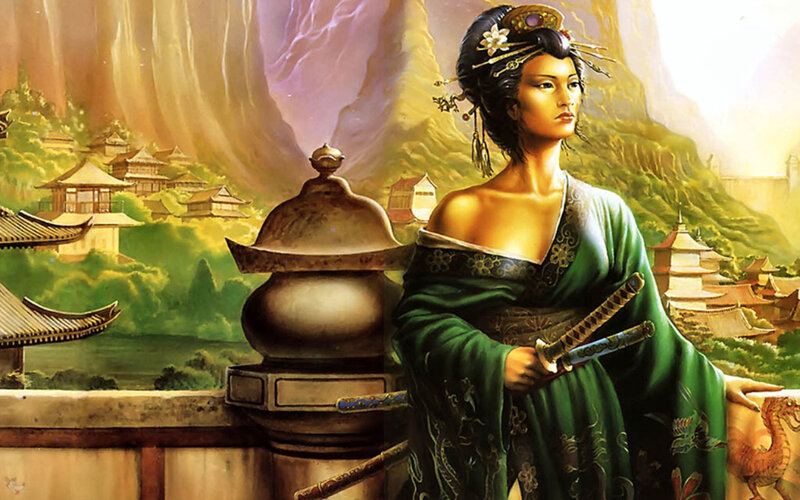 Woman in Green Robe — Dramatic