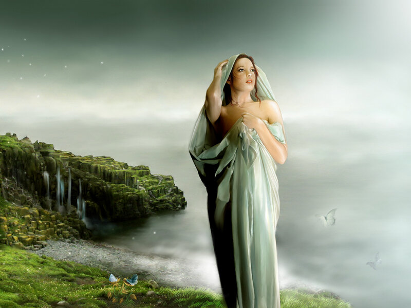 Woman in Green Robe — Serene