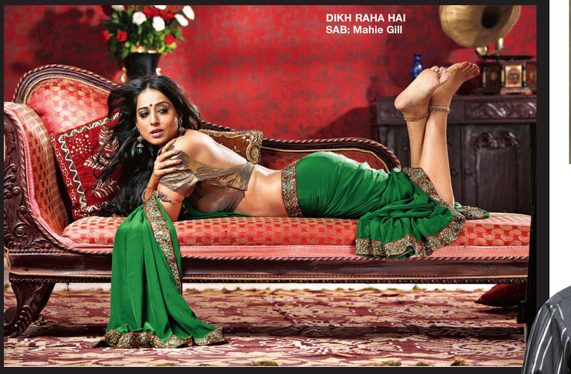Woman in Green Sari — Red