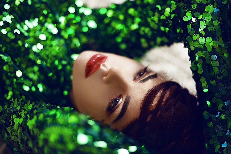 Woman in Green Sequins