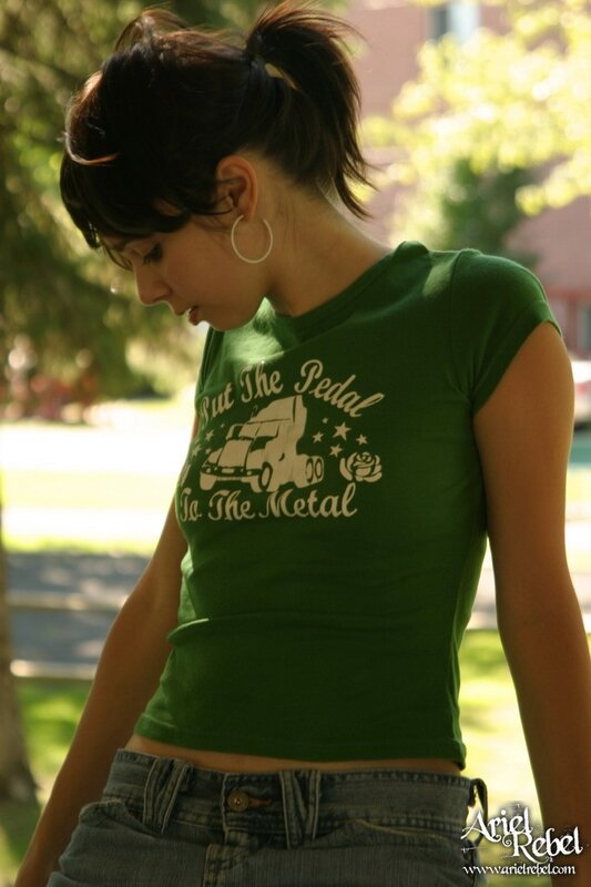 Woman in Green Shirt — Casual, Afternoon