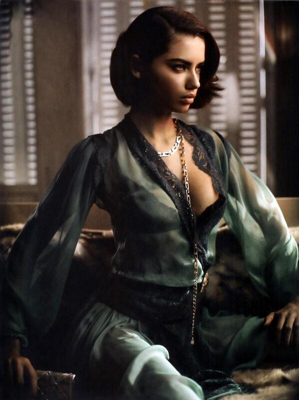 woman in green silk robe