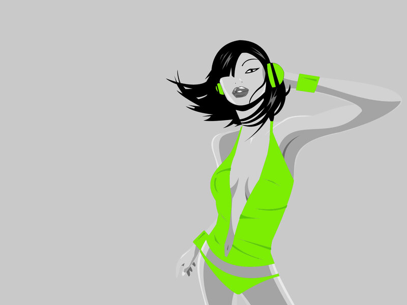 woman in green swimsuit dancing