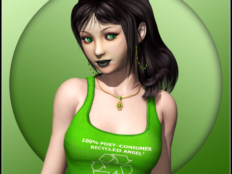 Woman in Green Tank Top — Neutral, 3d Render