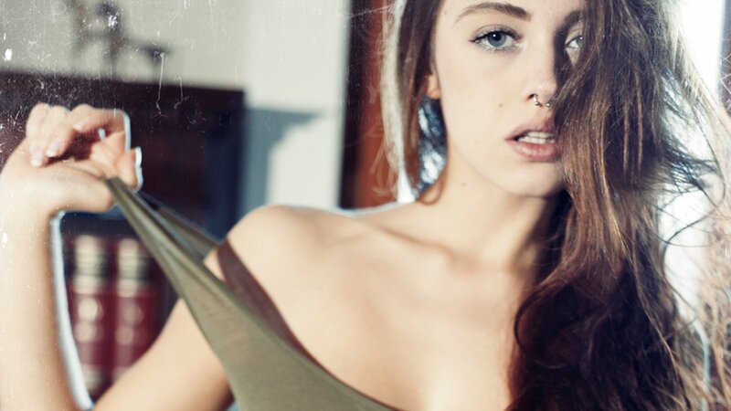 woman in green top