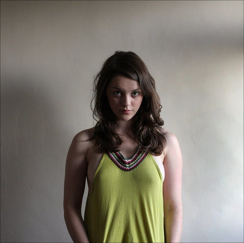 woman in green top