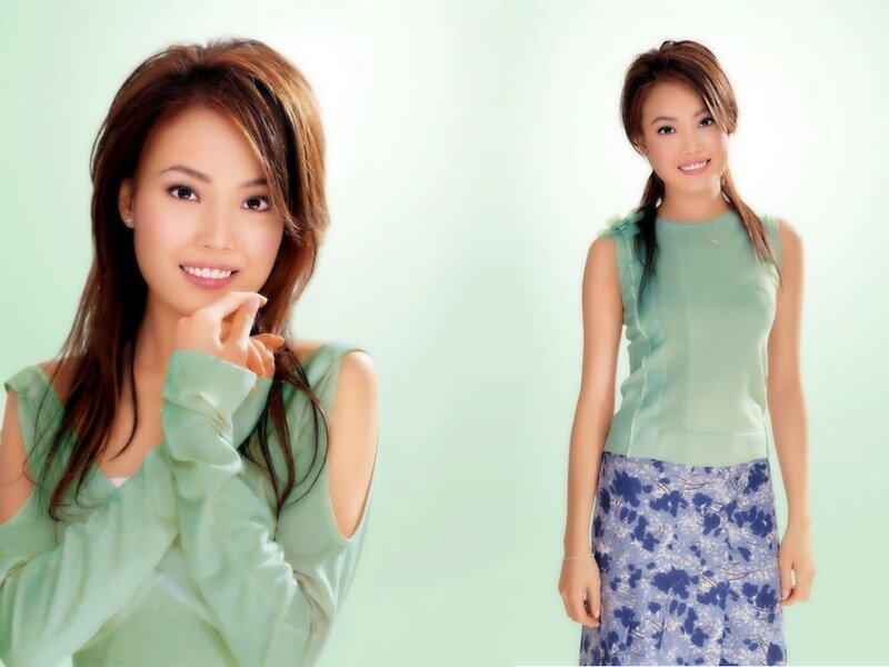 woman in green top