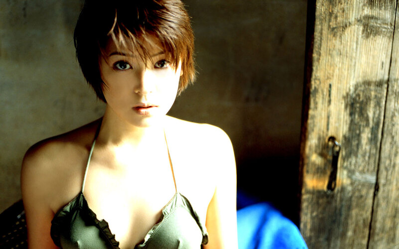 woman in green top