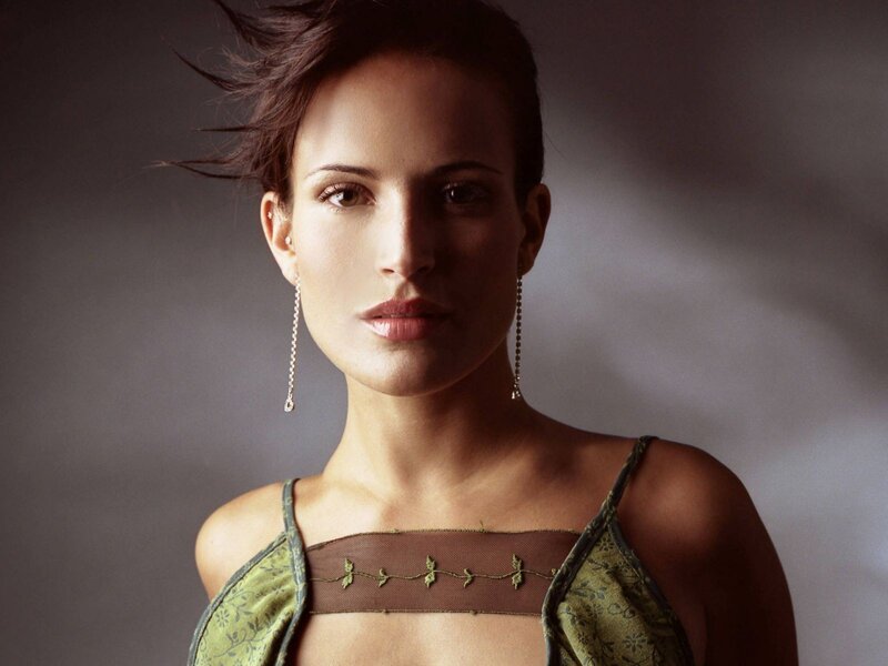 woman in green top