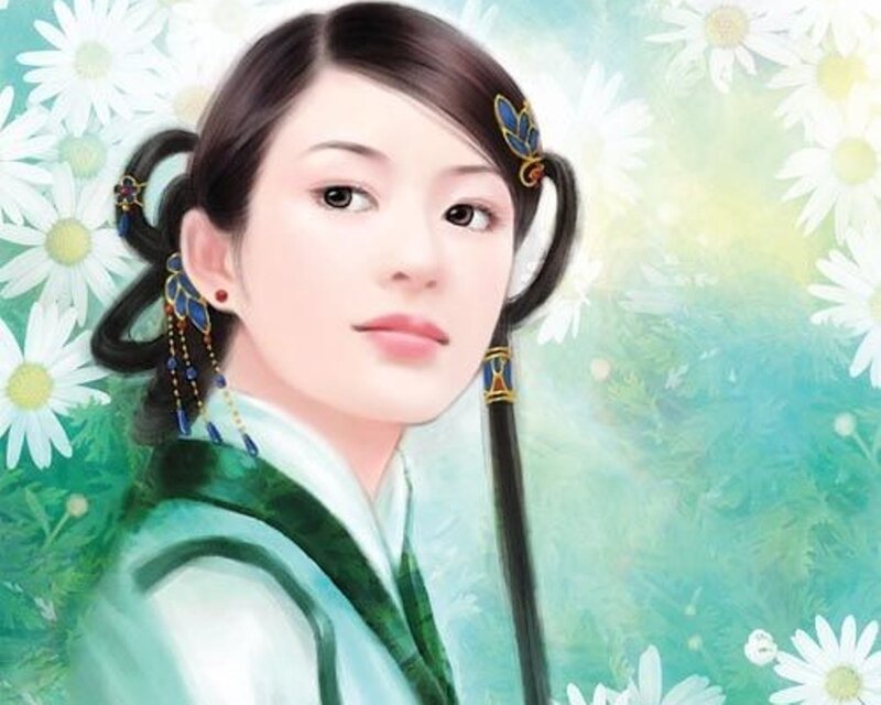 woman in green traditional dress