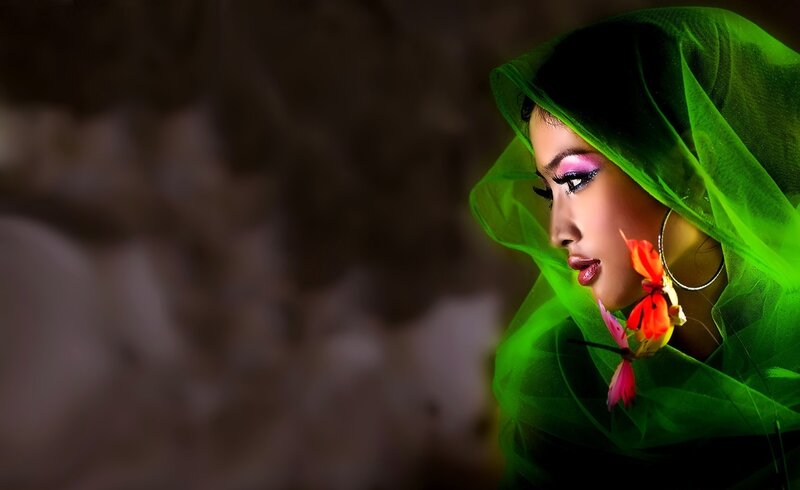 Woman in Green Veil — Dramatic