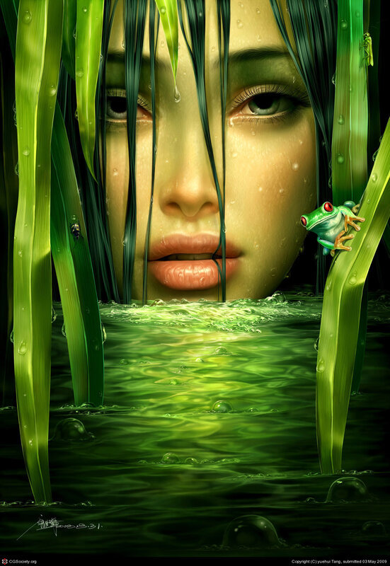 woman in green water