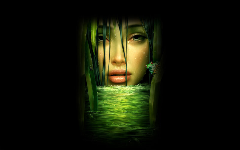 woman in green water