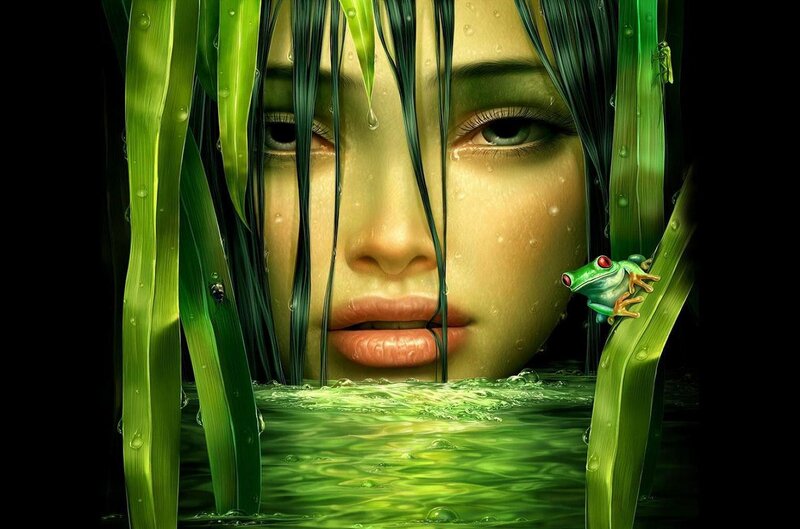 woman in green water