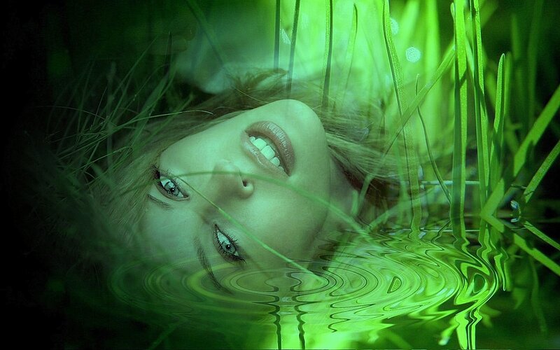 woman in green water