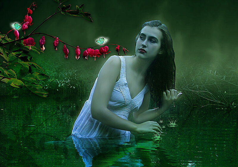 Woman in Green Water — Serene