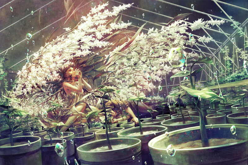 Woman in Greenhouse — Green