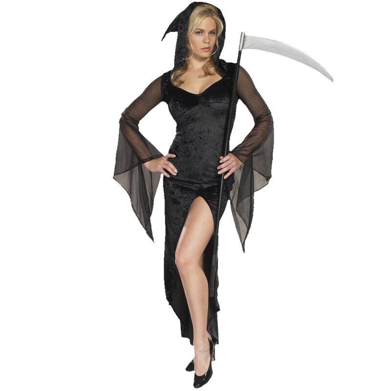 woman in grim reaper costume