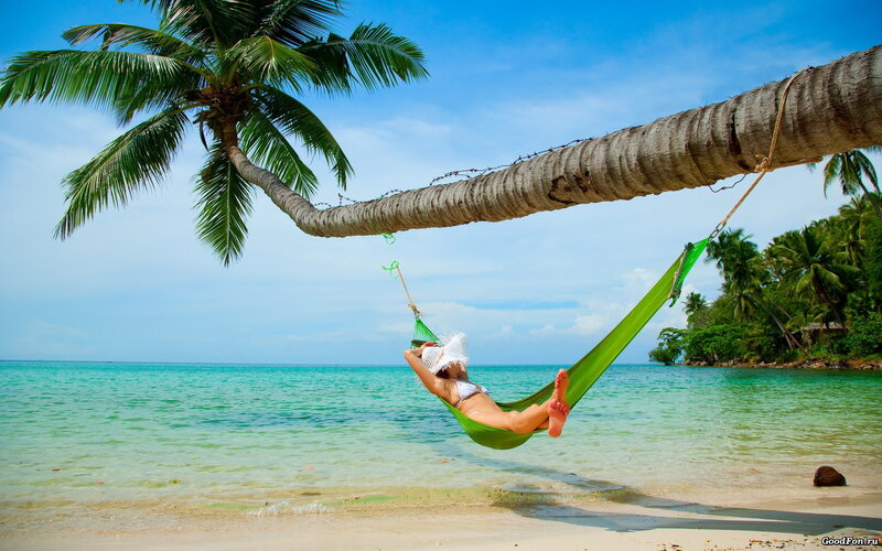 Woman in Hammock — Blue, Relaxed