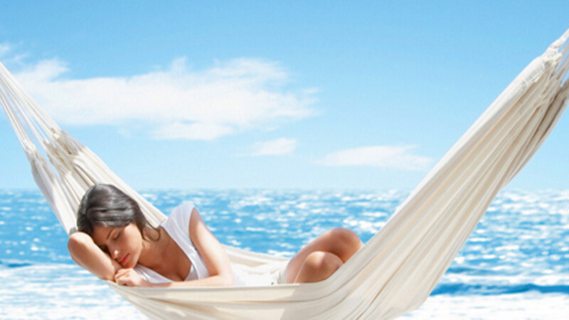Woman in Hammock — Blue, Serene, Afternoon, Photograph, Ocean