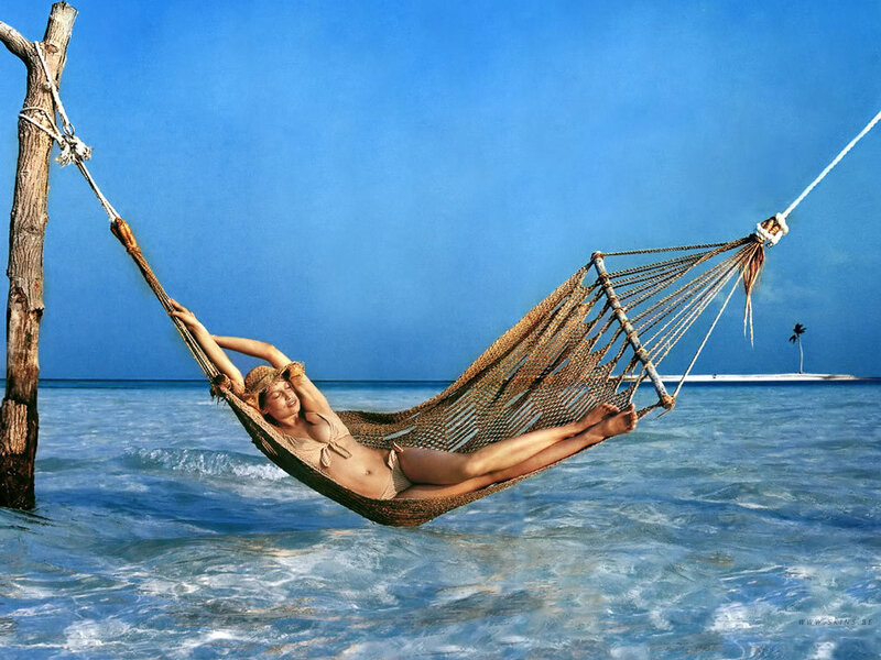 Woman in Hammock — Blue