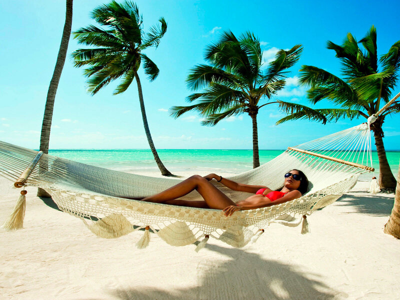 Woman in Hammock — White, Relaxed