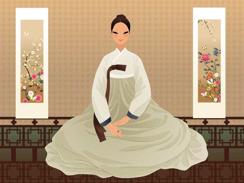 Woman in Hanbok — Beige, Serene