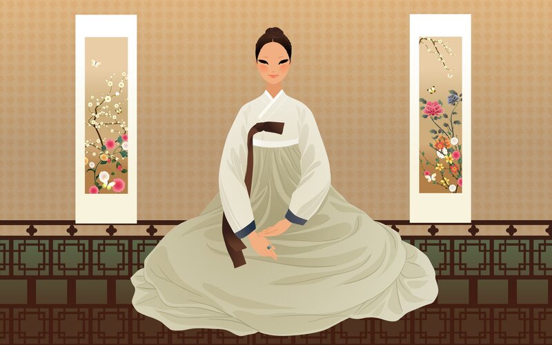 Woman in Hanbok — Beige