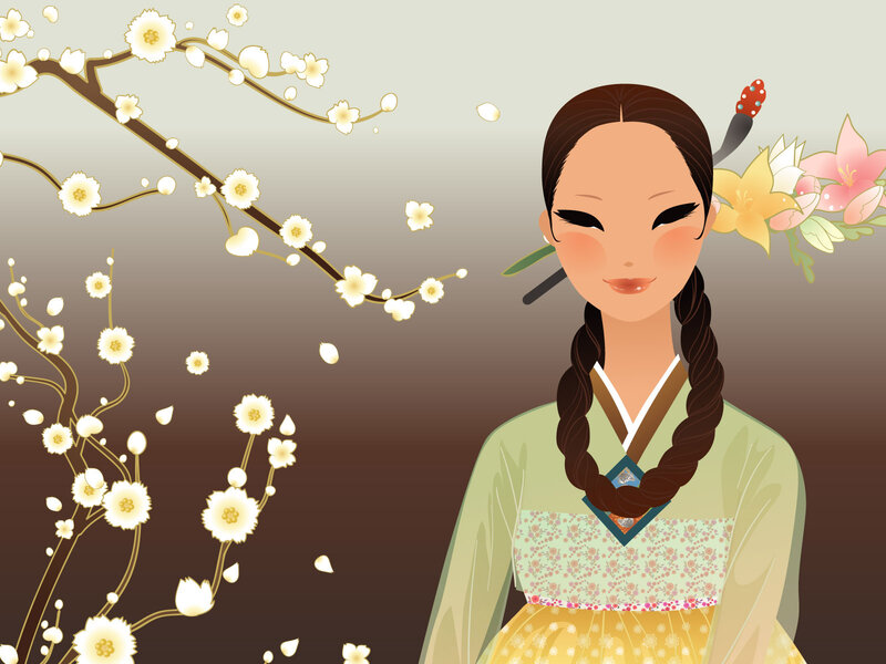 Woman in Hanbok — Green