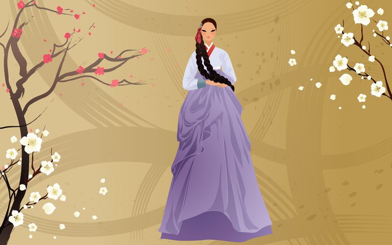 Woman in Hanbok — Purple, Serene