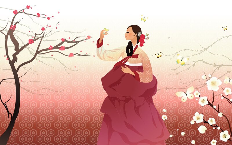 Woman in Hanbok — Red