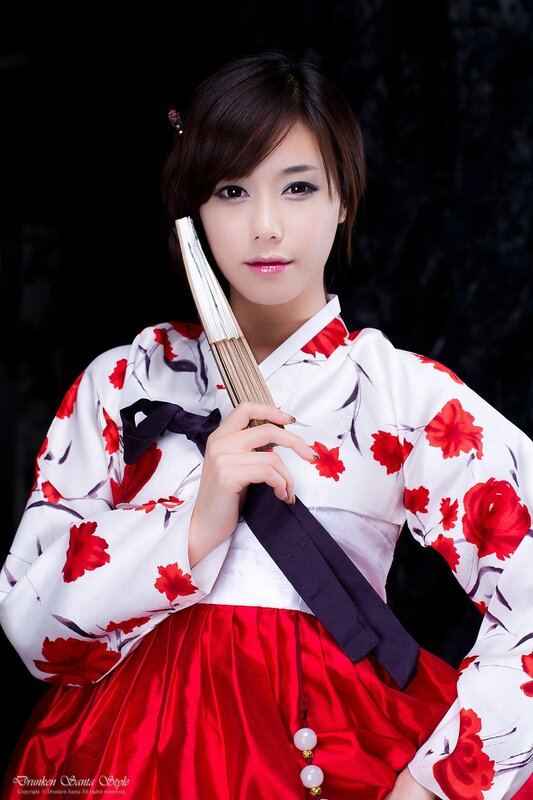 Woman in Hanbok — White, Dramatic