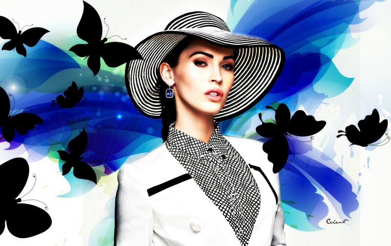 Woman in Hat and Coat — Blue, Dramatic