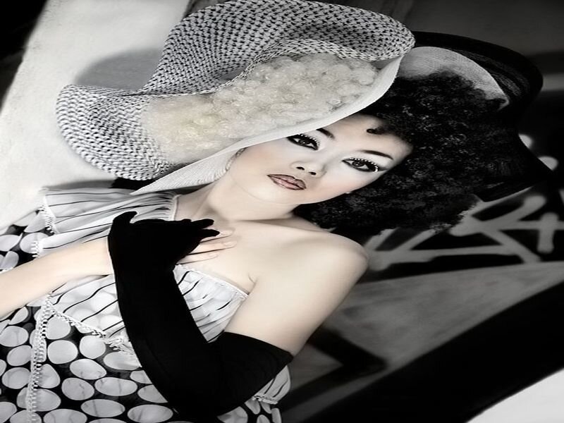 Woman in Hat and Gloves — Black