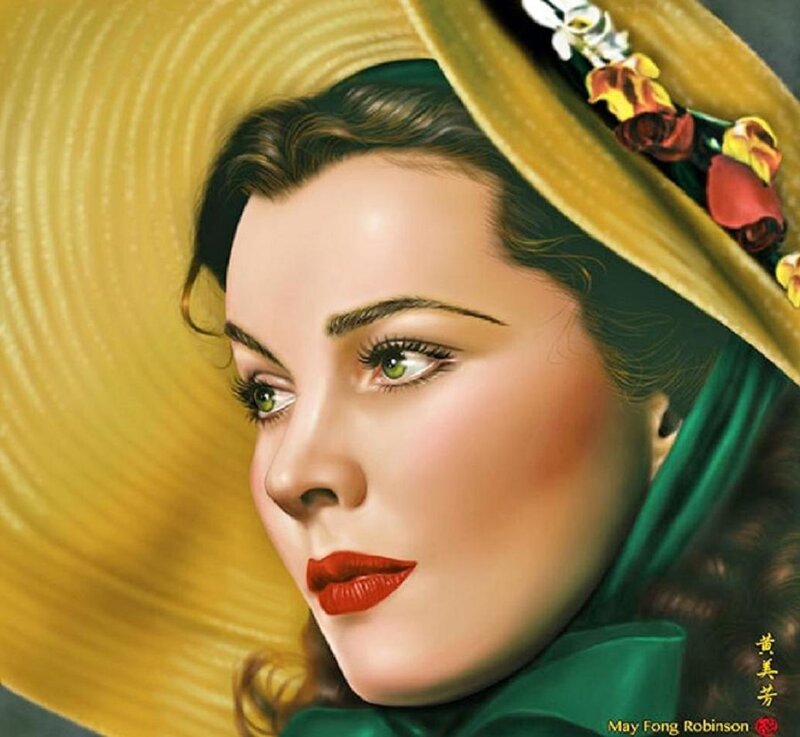 Woman in Hat and Green Scarf