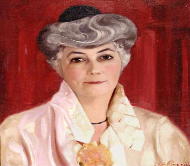 Woman in Hat and Jacket — Red