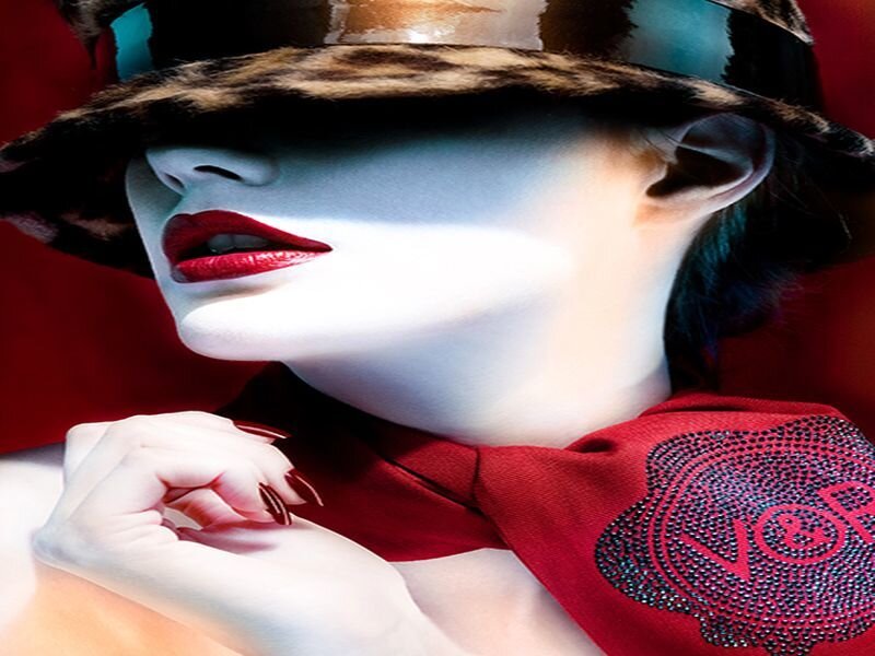 Woman in Hat and Red Top