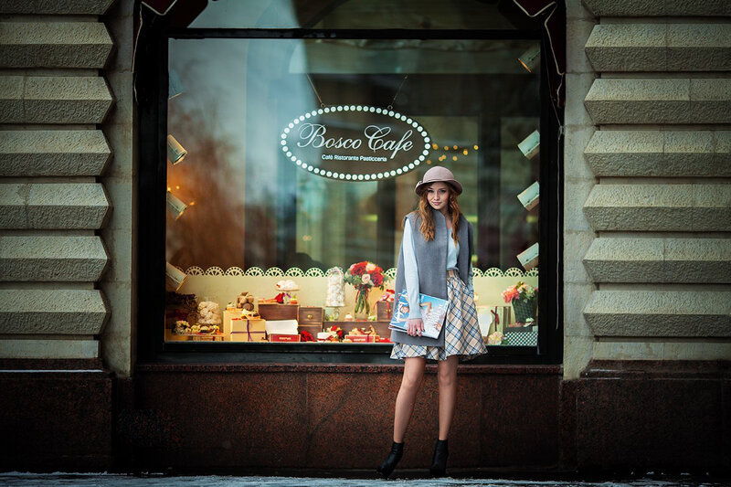 Woman in Hat and Skirt
