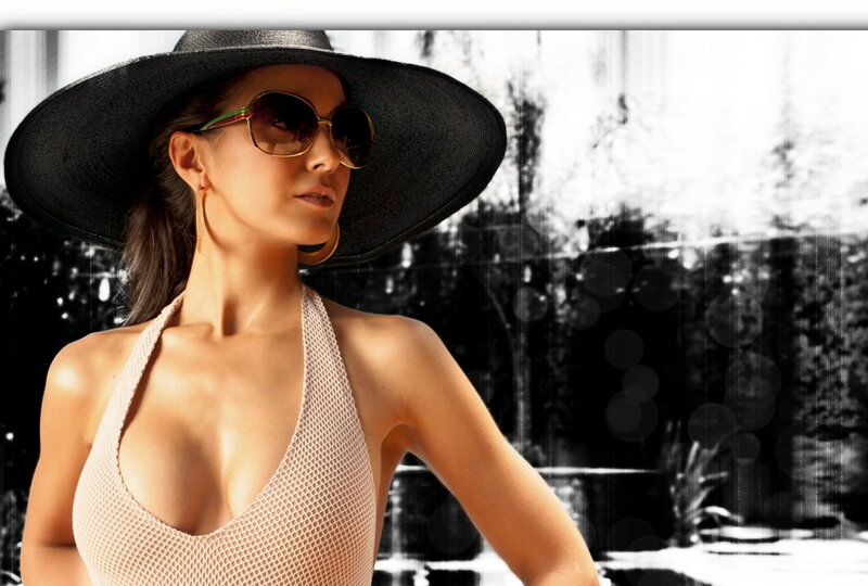 Woman in Hat and Sunglasses — Black